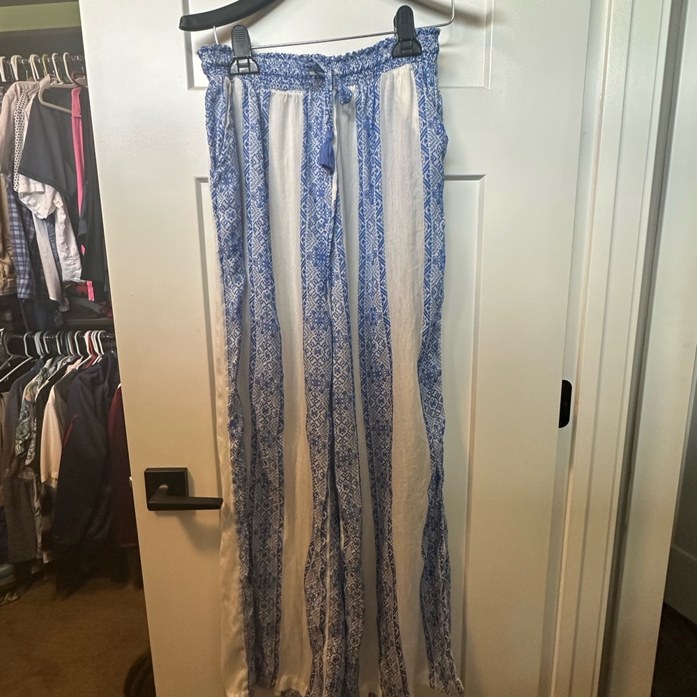 Blue and White Women's Swim Coverup Pants